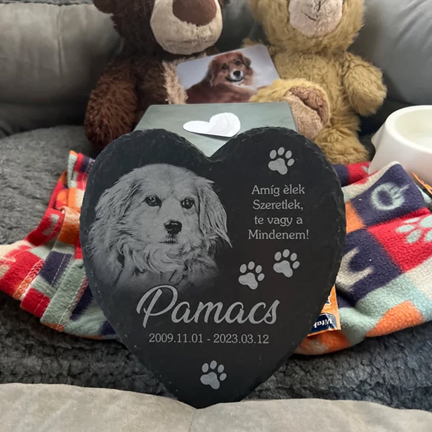 Herz Gedenktafel personalisiert mit Foto und Wunschtext ab 15x17 cm