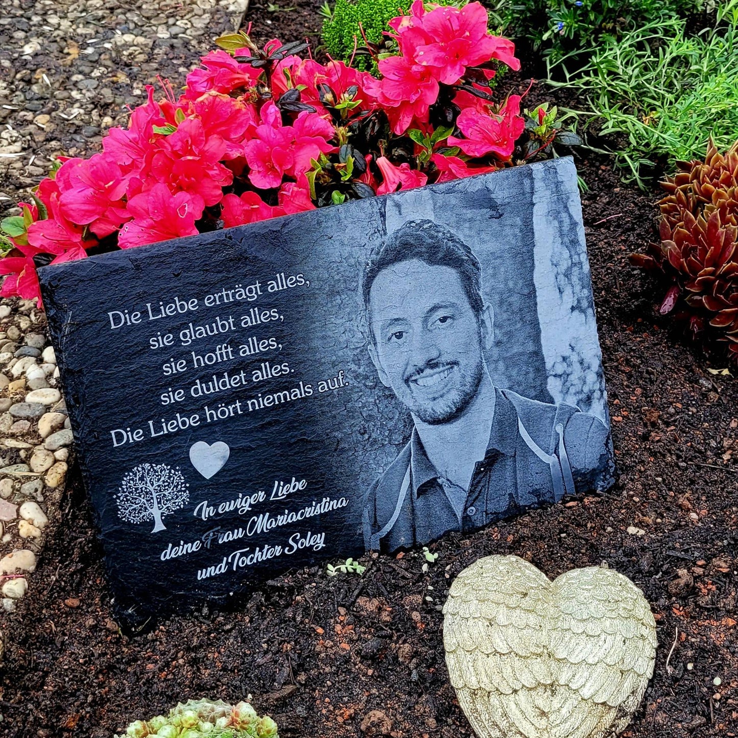 Eckige Gedenktafel personalisiert mit Foto und Wunschtext