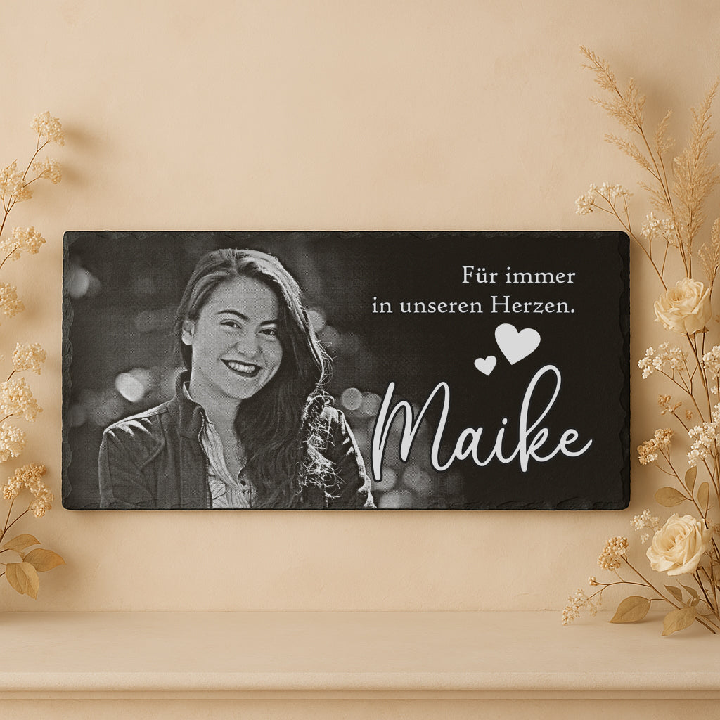 Eckige Gedenktafel personalisiert mit Foto und Wunschtext