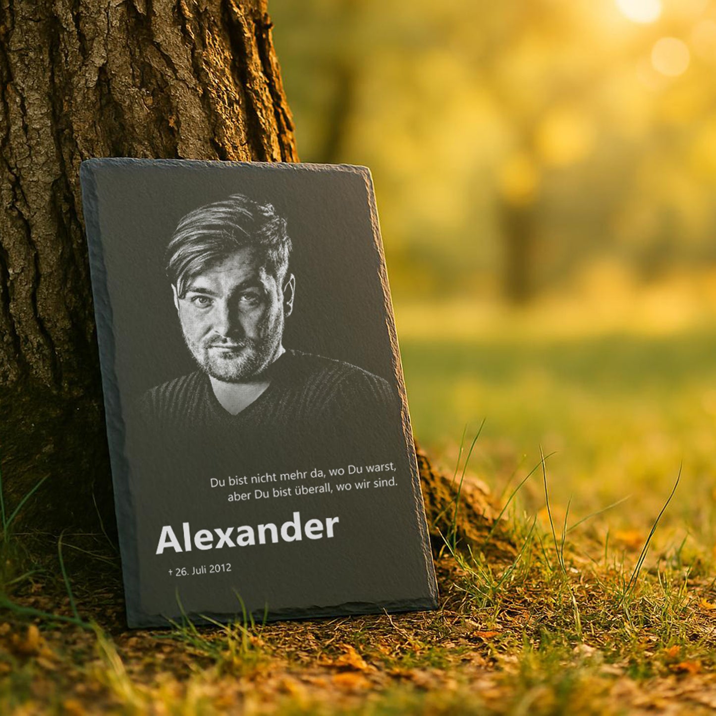Eckige Gedenktafel personalisiert mit Foto und Wunschtext