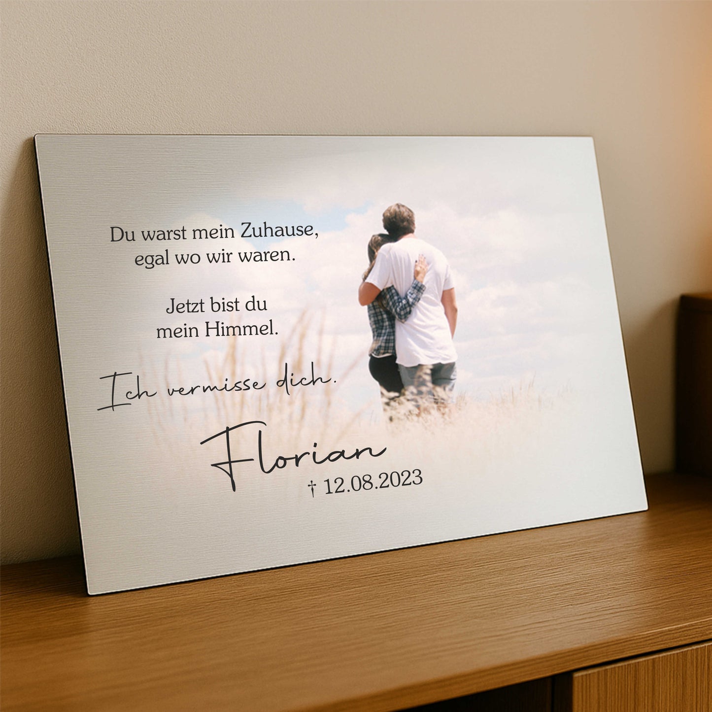 Personalisiertes Gedenkschild mit Foto und Text - Aluverbundplatte