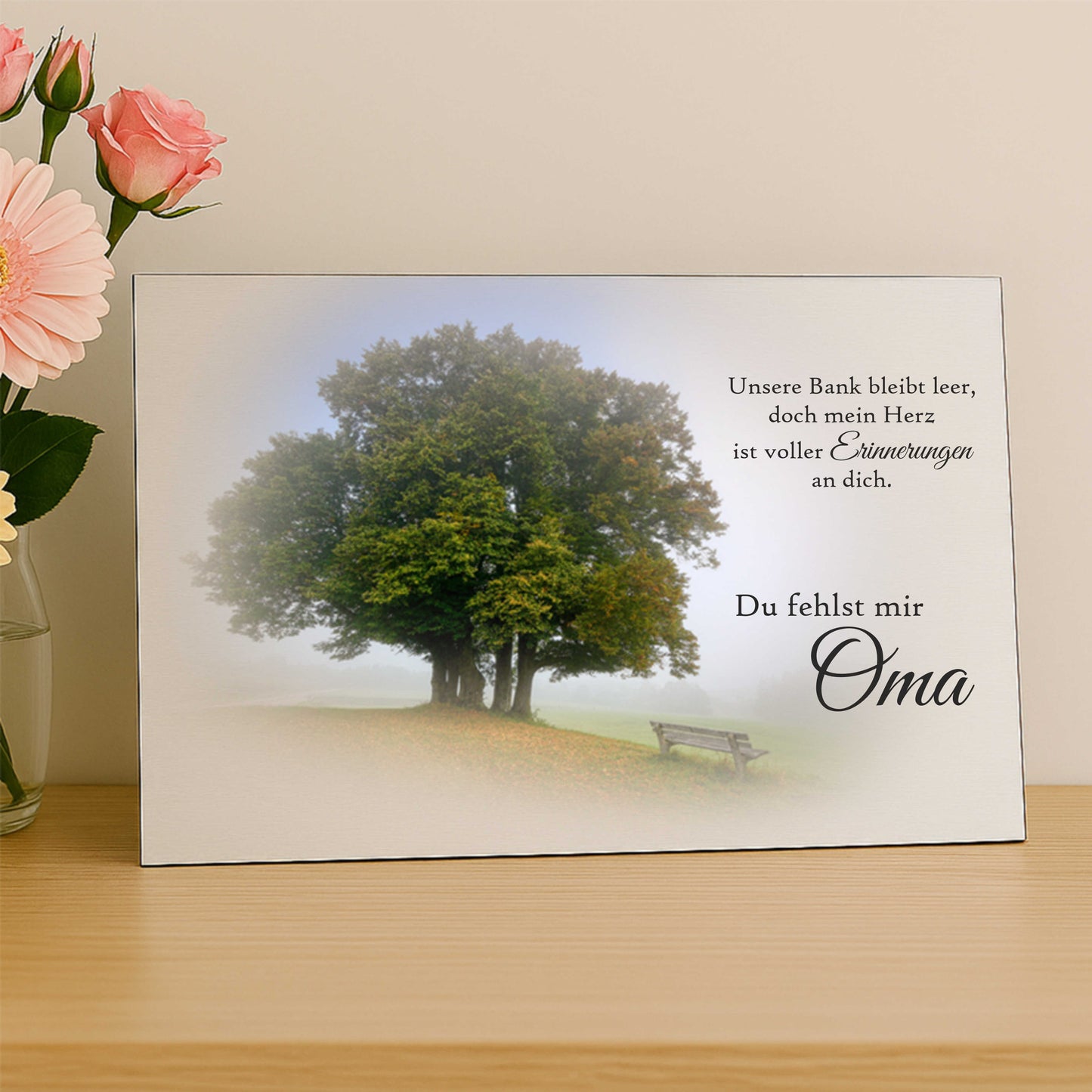 Personalisiertes Gedenkschild mit Foto und Text - Aluverbundplatte