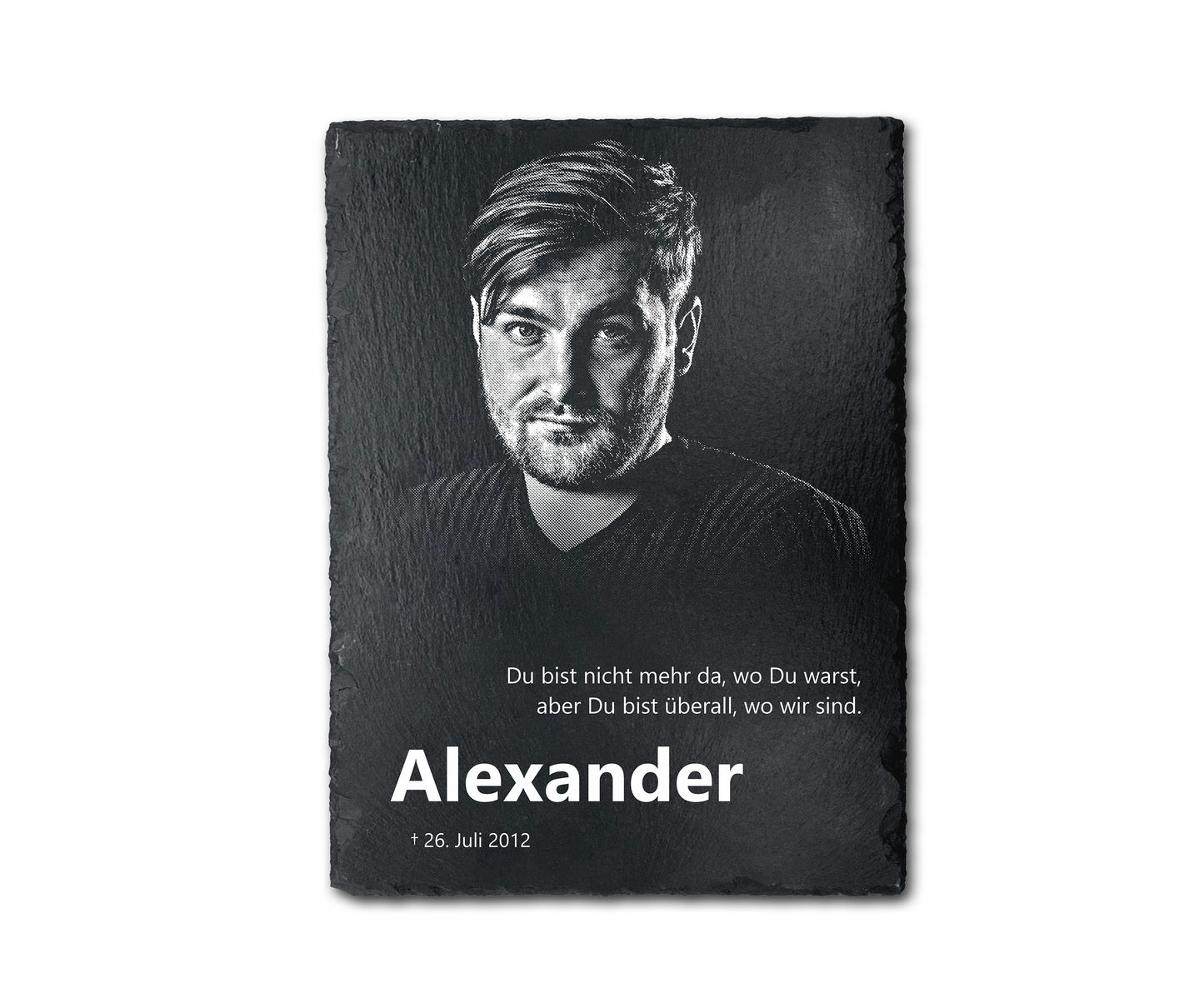 Eckige Gedenktafel personalisiert mit Foto und Wunschtext ab 13x13 cm