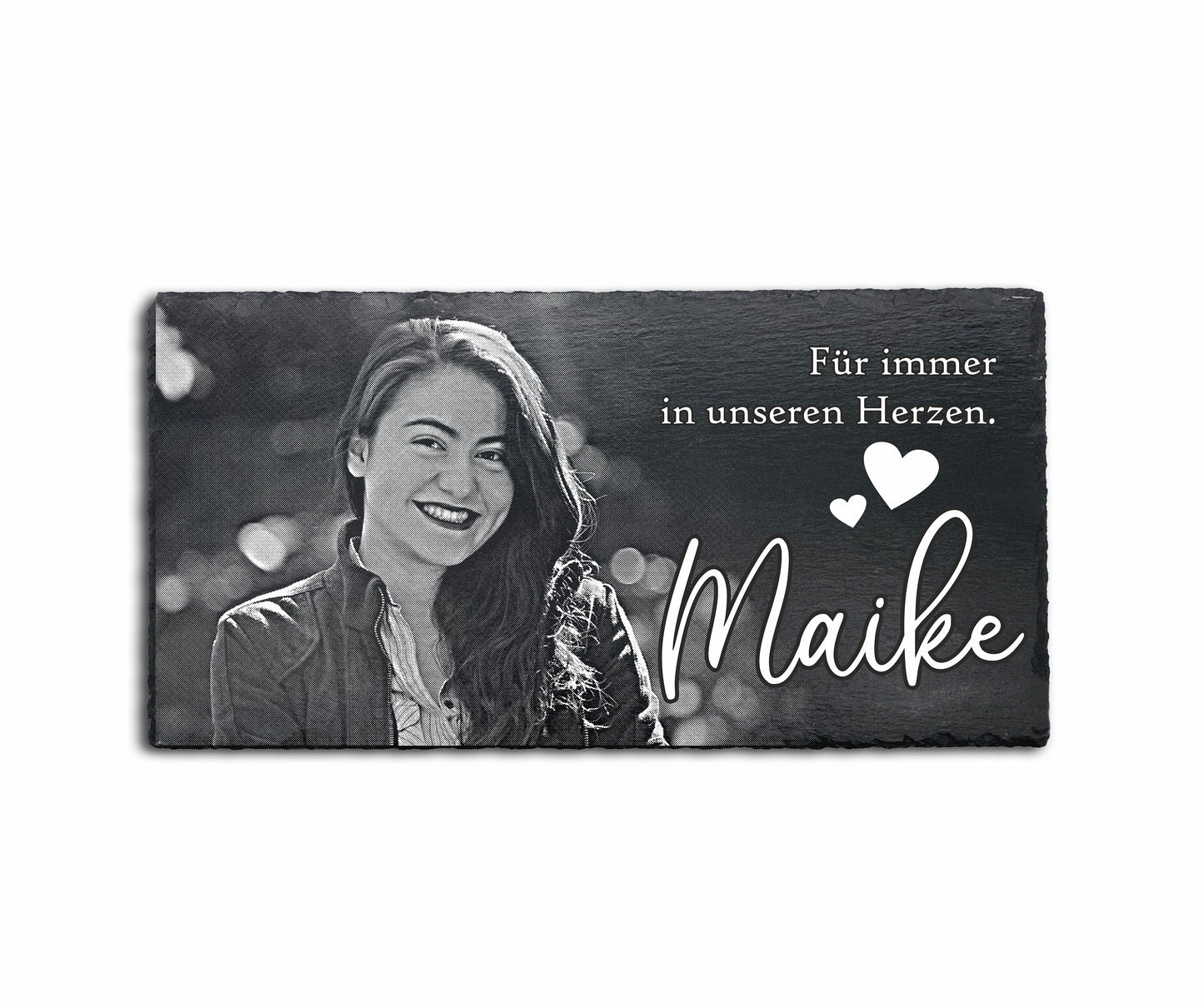 Eckige Gedenktafel personalisiert mit Foto und Wunschtext ab 13x13 cm