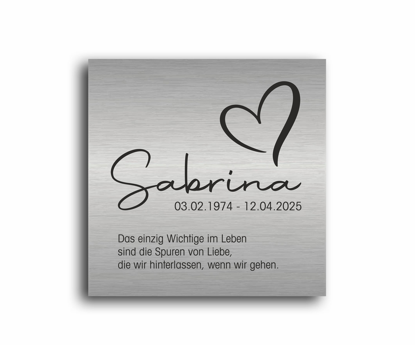 Gedenkschild 1,5 mm LaserAcryl ab 10 x 10 cm "Herz"