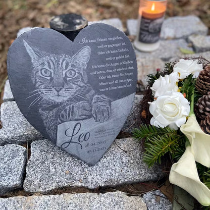 Herz Gedenktafel personalisiert mit Foto und Wunschtext ab 15x17 cm