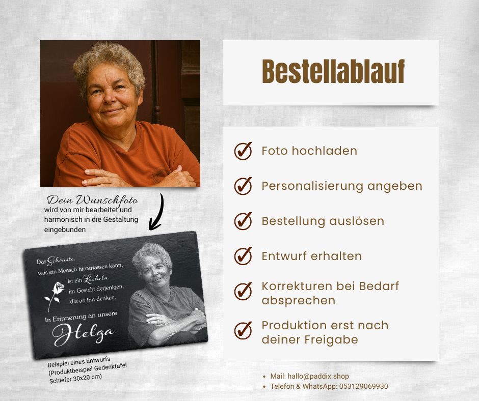 Grabschmuck aus Schiefer als Gedenktafel in Wolkenform personalisiert mit Foto
