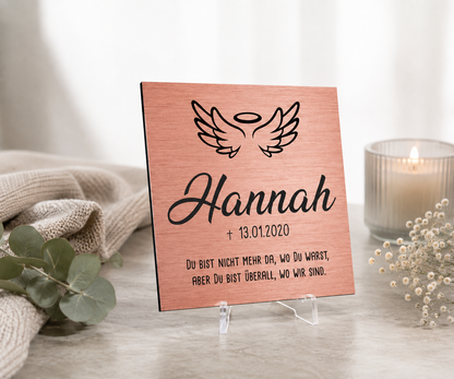 Personalisiertes Gedenkschild aus gebürstetem Acryl - Roségold