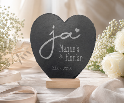 Personalisiertes Schieferherz zur Hochzeit oder Jahrestag