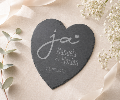 Personalisiertes Schieferherz zur Hochzeit oder Jahrestag