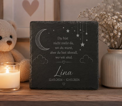 Personalisierte Schiefertafel Sternenkind – Gravierte Gedenktafel mit Namen | Erinnerungsgeschenk für Sternenkinder