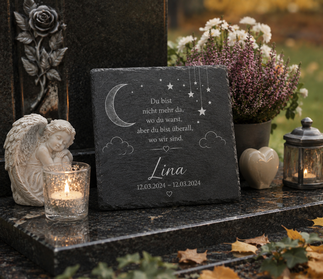 Personalisierte Schiefertafel Sternenkind – Gravierte Gedenktafel mit Namen | Erinnerungsgeschenk für Sternenkinder