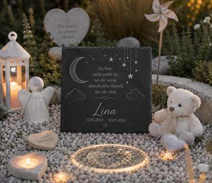 Personalisierte Schiefertafel Sternenkind – Gravierte Gedenktafel mit Namen | Erinnerungsgeschenk für Sternenkinder
