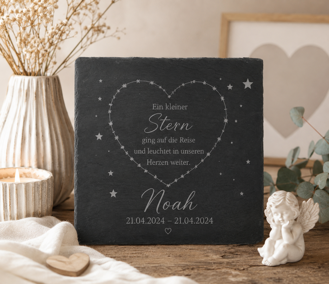 Personalisierte Schiefertafel für Sternenkinder – Liebevolle Erinnerung mit individueller Gravur