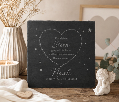 Personalisierte Schiefertafel für Sternenkinder – Liebevolle Erinnerung mit individueller Gravur