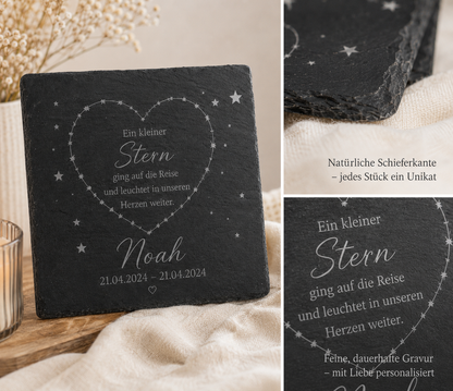 Personalisierte Schiefertafel für Sternenkinder – Liebevolle Erinnerung mit individueller Gravur