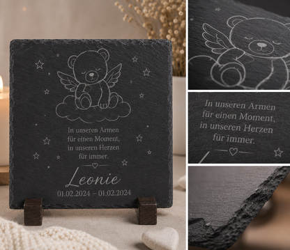 Personalisierte Schiefertafel für Sternenkinder – Liebevolle Erinnerung mit individueller Gravur