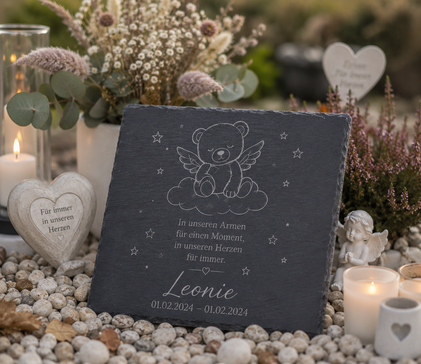 Personalisierte Schiefertafel für Sternenkinder – Liebevolle Erinnerung mit individueller Gravur