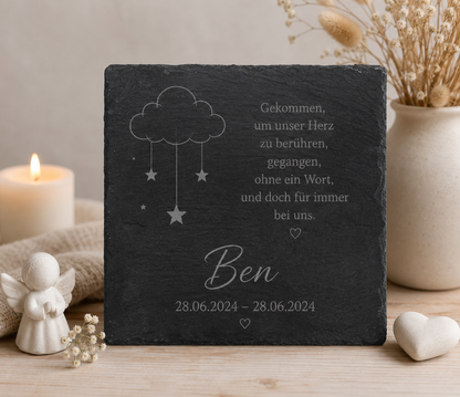 Personalisierte Schiefertafel für Sternenkinder – Liebevolle Gedenktafel mit individueller Gravur