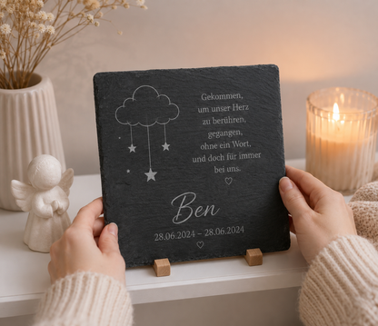 Personalisierte Schiefertafel für Sternenkinder – Liebevolle Gedenktafel mit individueller Gravur