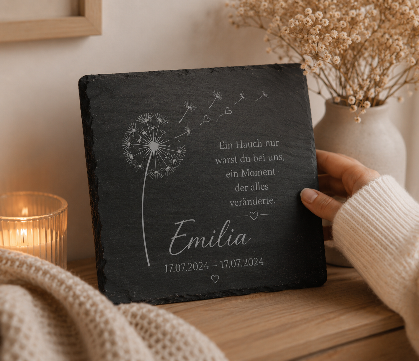 Personalisierte Schiefertafel für Sternenkinder – Liebevolle Gedenktafel mit individueller Gravur