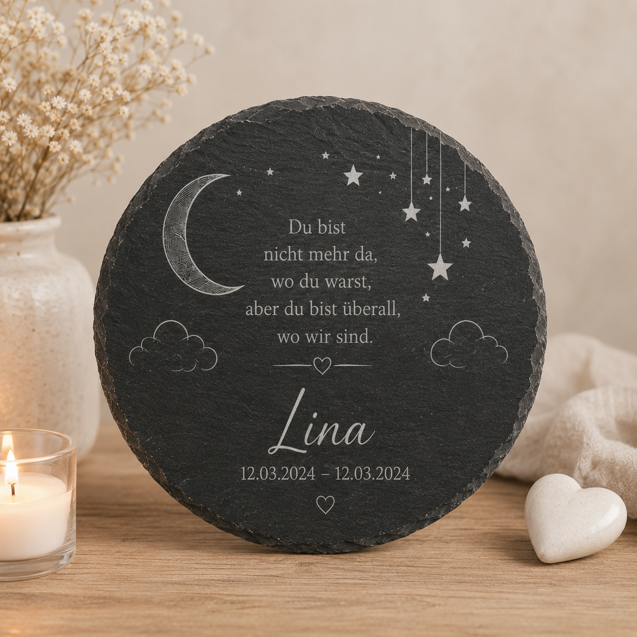 Personalisierte Schiefertafel Sternenkind – Gravierte Gedenktafel mit Namen | Erinnerungsgeschenk für Sternenkinder
