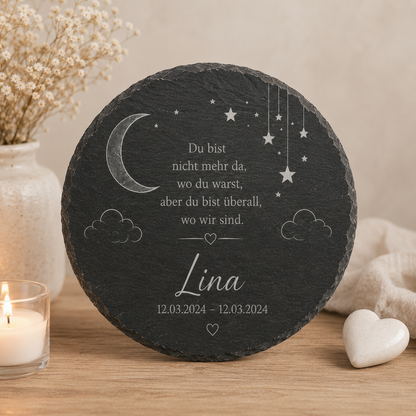 Personalisierte Schiefertafel Sternenkind – Gravierte Gedenktafel mit Namen | Erinnerungsgeschenk für Sternenkinder
