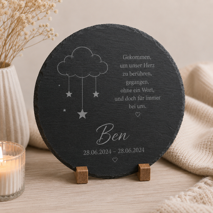Personalisierte Schiefertafel für Sternenkinder – Liebevolle Gedenktafel mit individueller Gravur