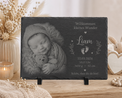 Personalisierte Schiefertafel mit Foto zur Geburt – Ein einzigartiges Erinnerungsstück