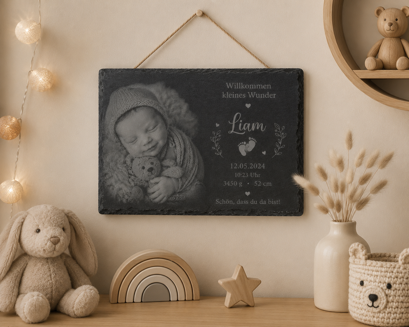 Personalisierte Schiefertafel mit Foto zur Geburt – Ein einzigartiges Erinnerungsstück