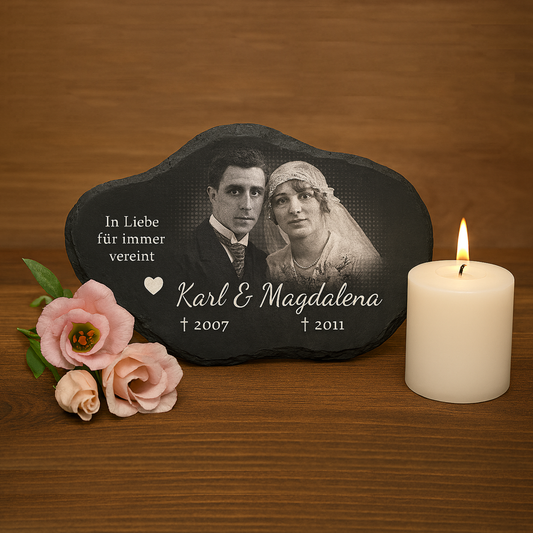 Gedenktafel Wolkenform personalisiert mit Foto und Wunschtext ab 20x15 cm