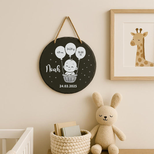Personalisierte Schiefertafel zur Geburt – mit Namen & Geburtsdaten