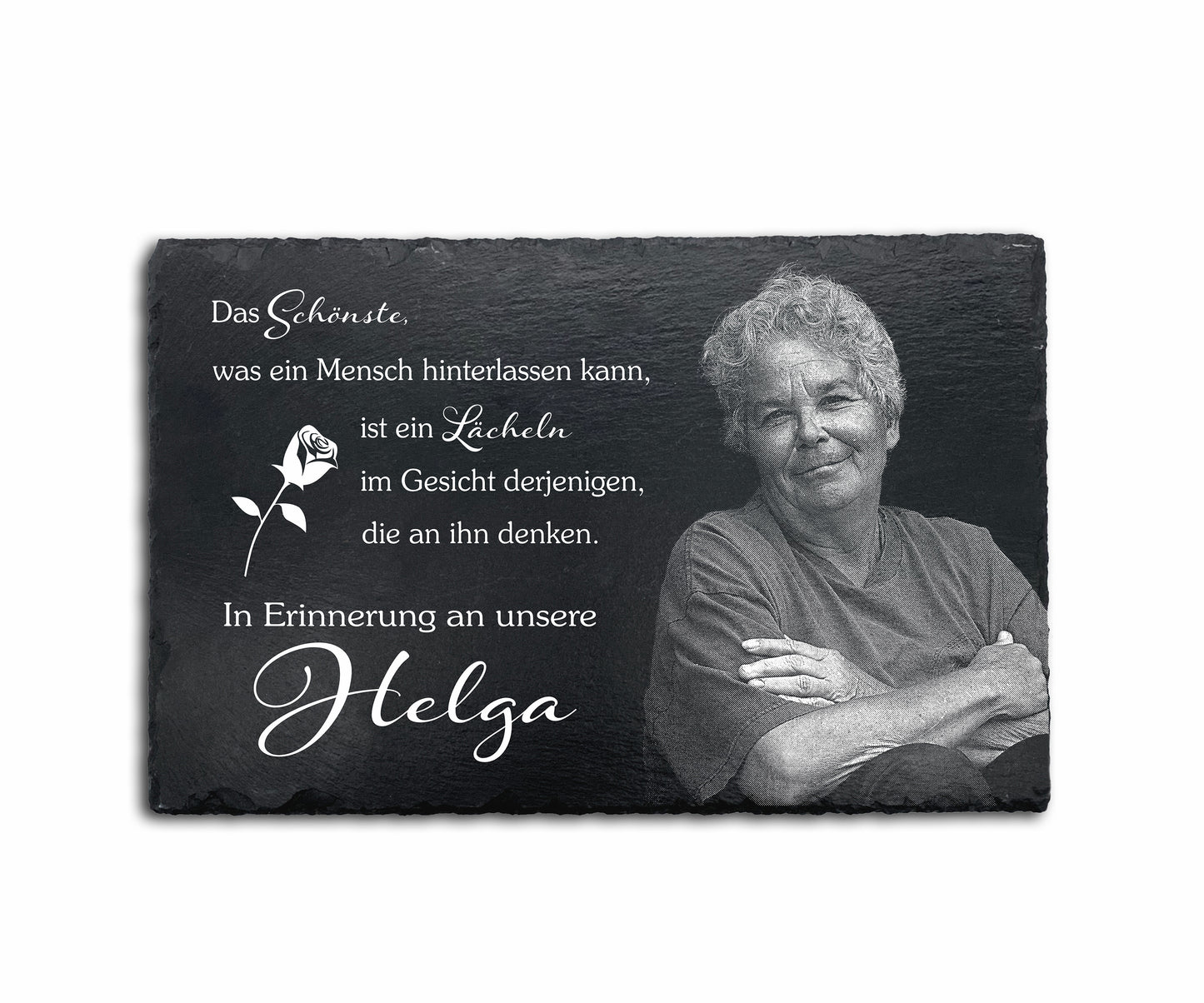 Eckige Gedenktafel personalisiert mit Foto und Wunschtext ab 13x13 cm