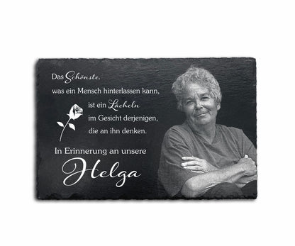Eckige Gedenktafel personalisiert mit Foto und Wunschtext ab 13x13 cm
