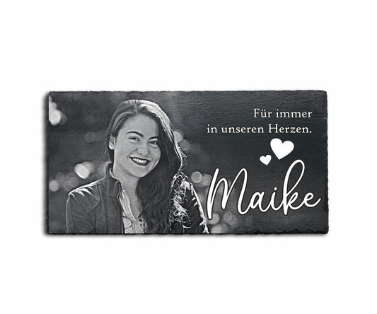 Eckige Gedenktafel personalisiert mit Foto und Wunschtext ab 13x13 cm