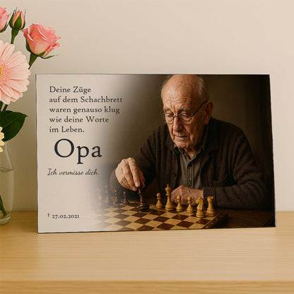 Personalisiertes Gedenkschild mit Foto und Text - Aluverbundplatte 3 mm