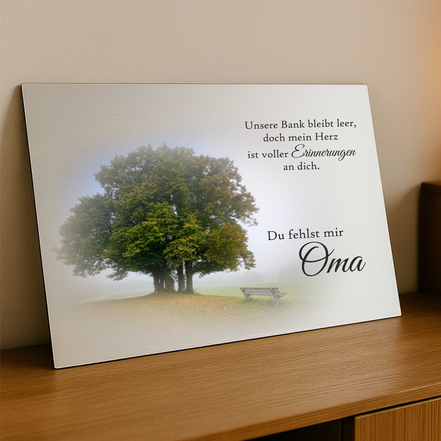 Personalisiertes Gedenkschild mit Foto und Text - Aluverbundplatte 3 mm