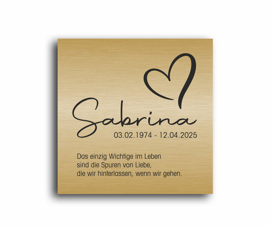 Gedenkschild 1,5 mm LaserAcryl ab 10 x 10 cm "Herz"