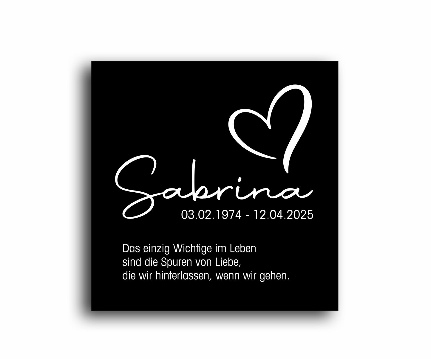 Gedenkschild 1,5 mm LaserAcryl ab 10 x 10 cm "Herz"