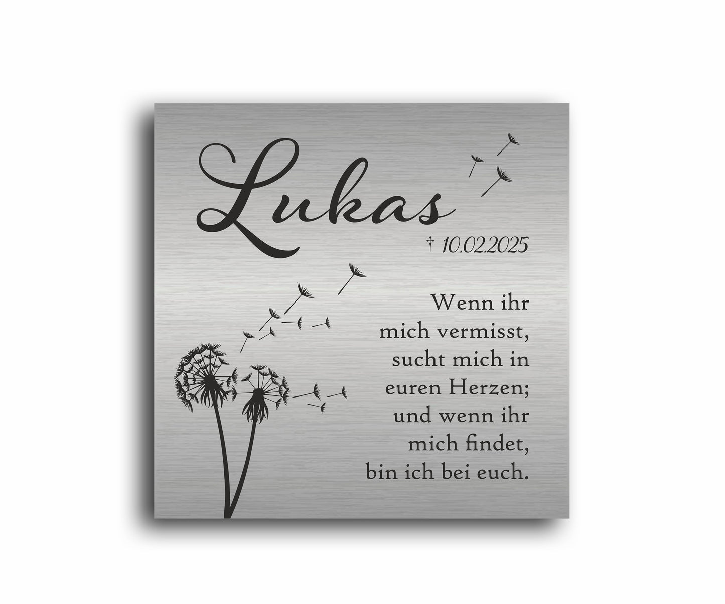 Gedenkschild 1,5 mm LaserAcryl ab 10 x 10 cm "Pusteblume"