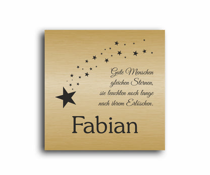 Gedenkschild personalisiert aus farbigem Acryl - Motiv "Sterne"
