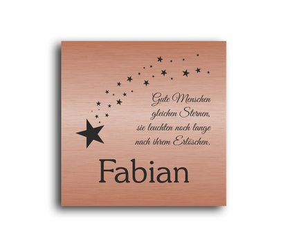 Gedenkschild personalisiert aus farbigem Acryl - Motiv "Sterne"