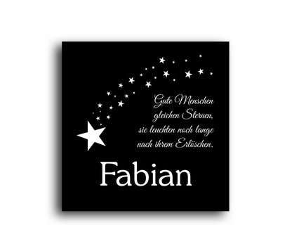 Gedenkschild personalisiert aus farbigem Acryl - Motiv "Sterne"