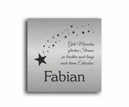 Gedenkschild personalisiert aus farbigem Acryl - Motiv "Sterne"