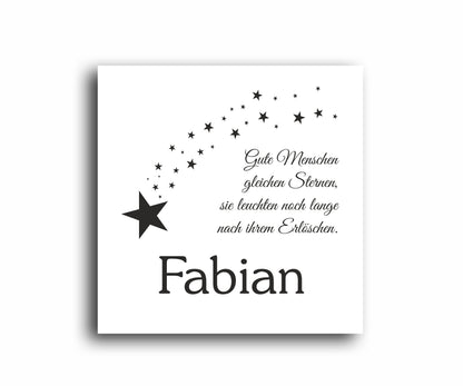 Gedenkschild personalisiert aus farbigem Acryl - Motiv "Sterne"