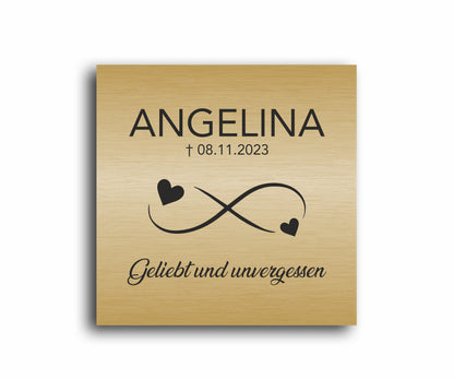 Gedenkschild personalisiert aus farbigem Acryl - Motiv "Unendlichkeit"