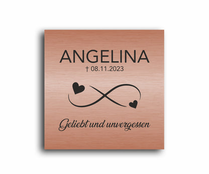 Gedenkschild personalisiert aus farbigem Acryl - Motiv "Unendlichkeit"