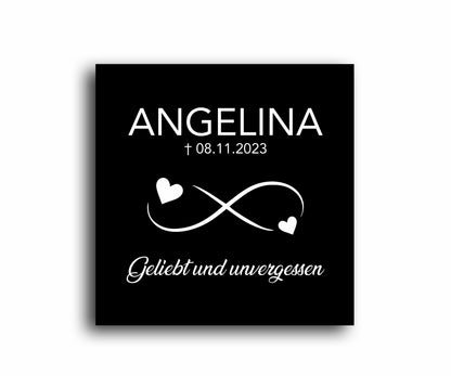 Gedenkschild personalisiert aus farbigem Acryl - Motiv "Unendlichkeit"