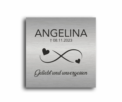 Gedenkschild personalisiert aus farbigem Acryl - Motiv "Unendlichkeit"