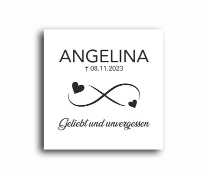 Gedenkschild personalisiert aus farbigem Acryl - Motiv "Unendlichkeit"